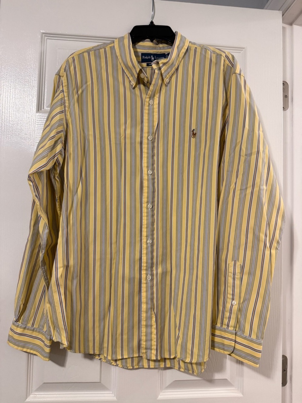 Ralph Lauren Yellow and Blue Striped Button-Down Shirt
